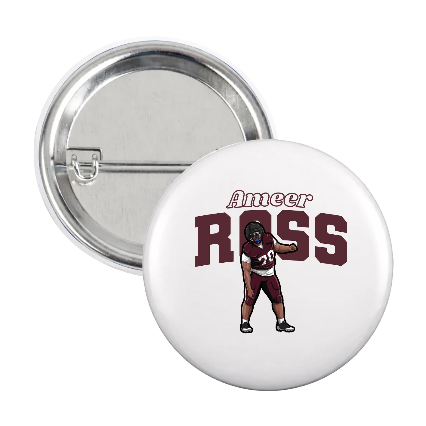 Game Day Button — Name Arch in White