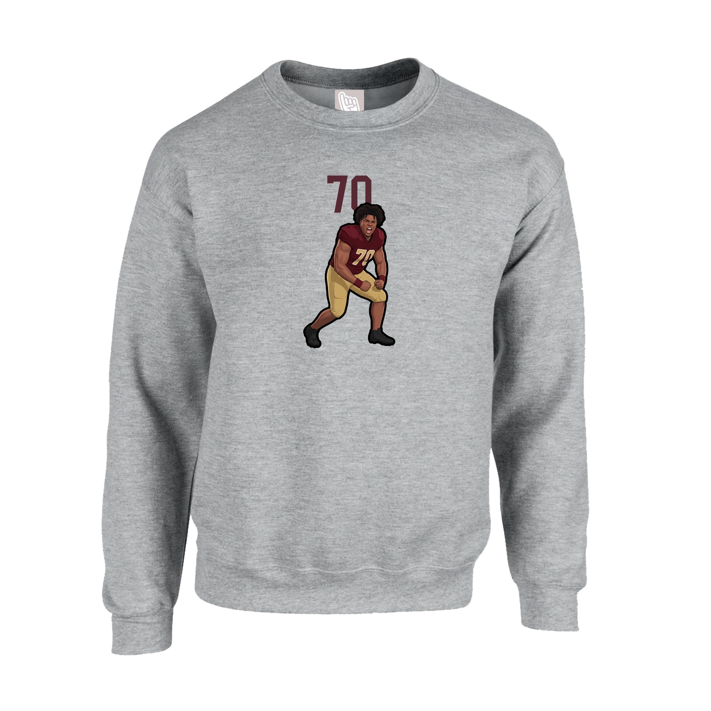 Fleece Crew — Number Top in Grey