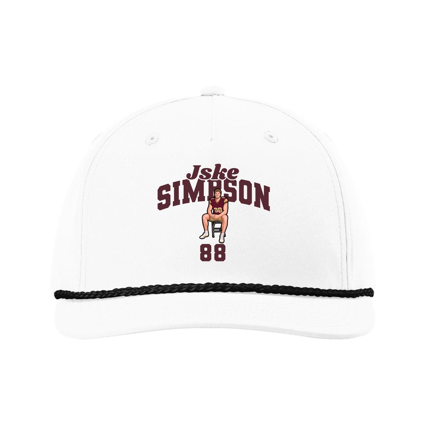Five-Panel Classic Rope Cap — Signature Arch in White