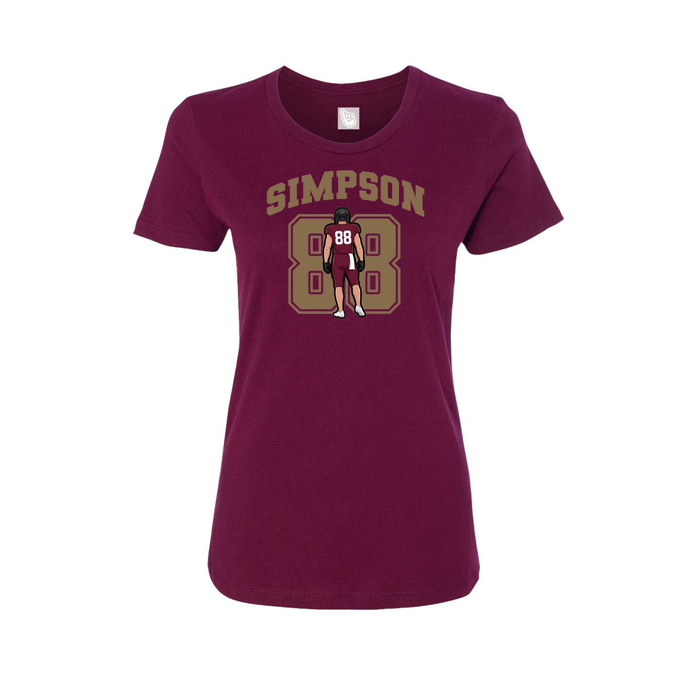 Fitted Women's Tee — Number in Maroon