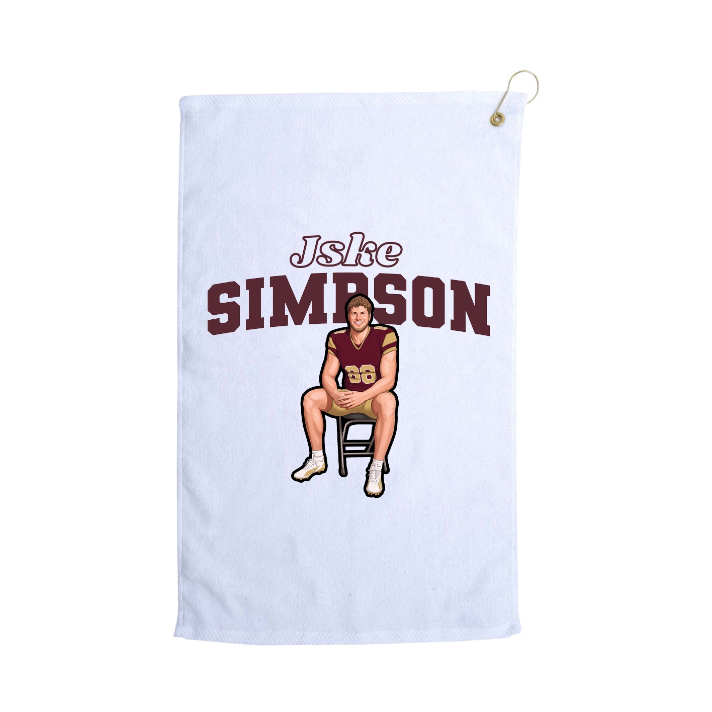 Golf Towel — Name Arch in White