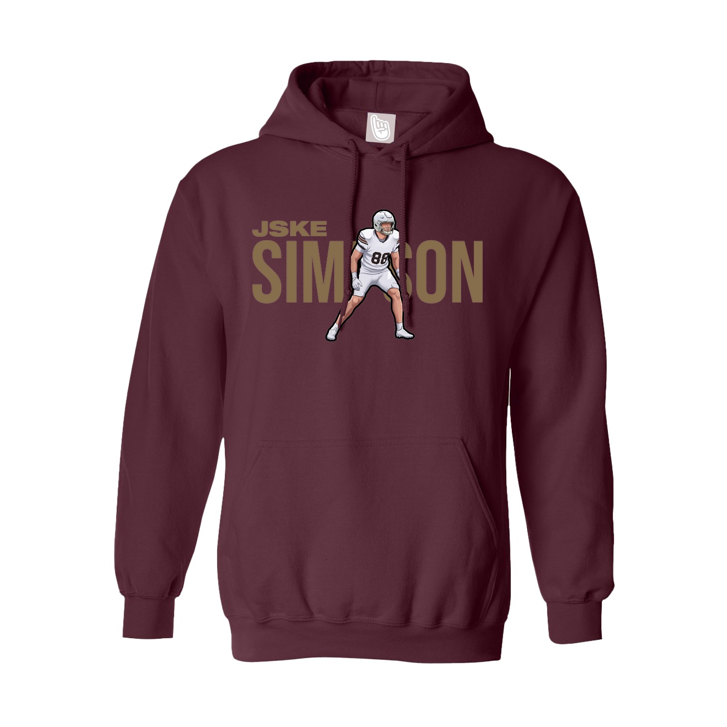 Youth Hoodie — Player Name in Maroon