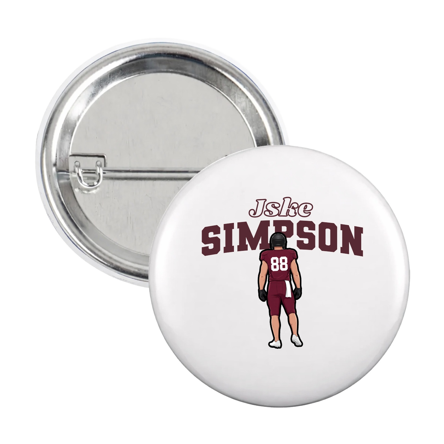Game Day Button — Name Arch in White