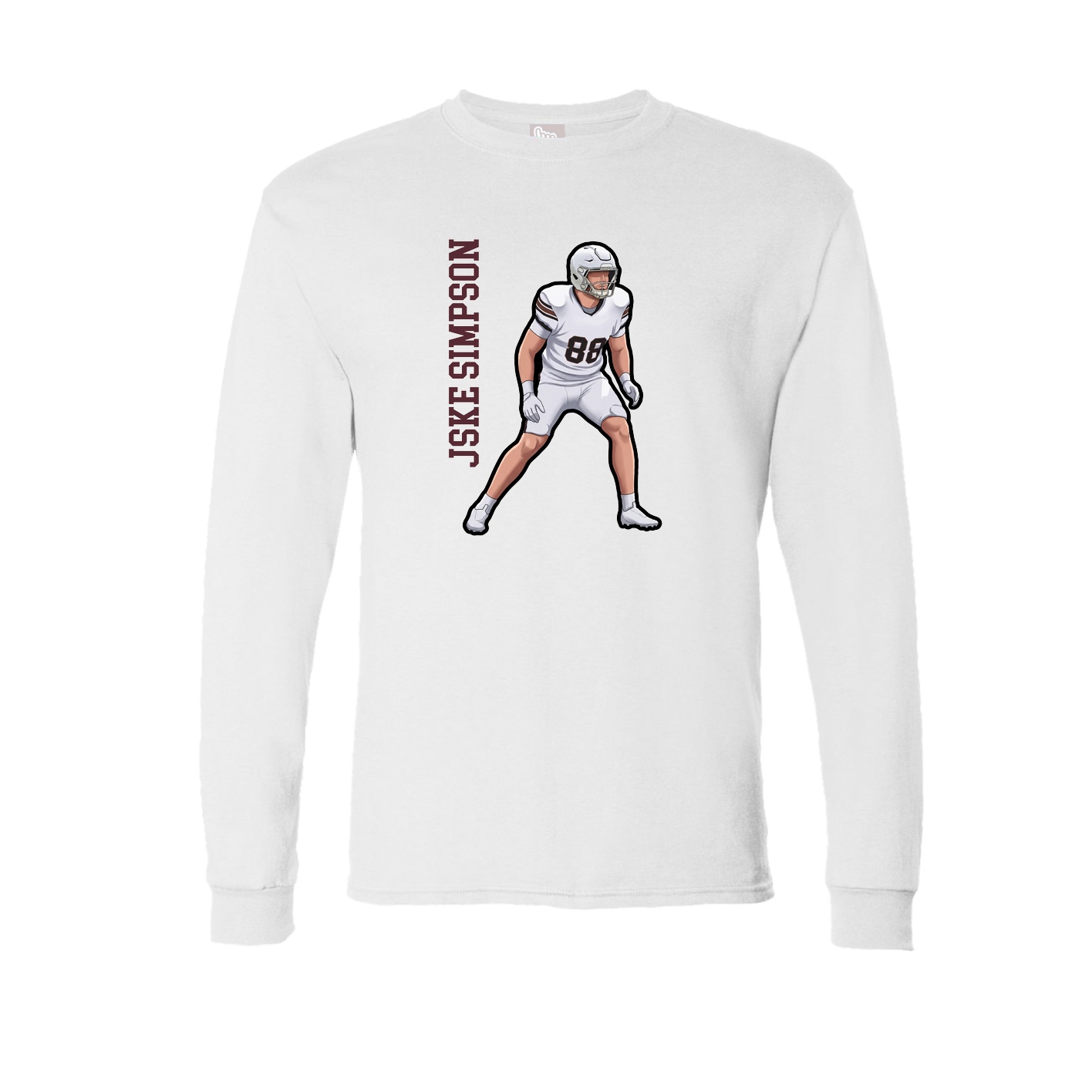 Long Sleeve Tee — Name Vertical in White