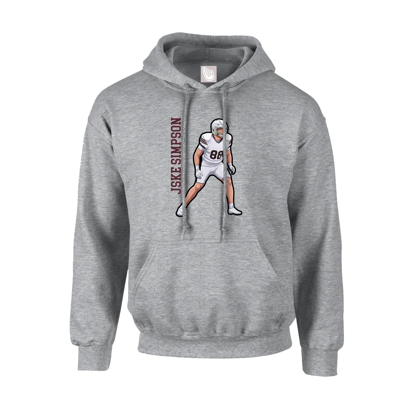 Youth Hoodie — Name Vertical in Grey