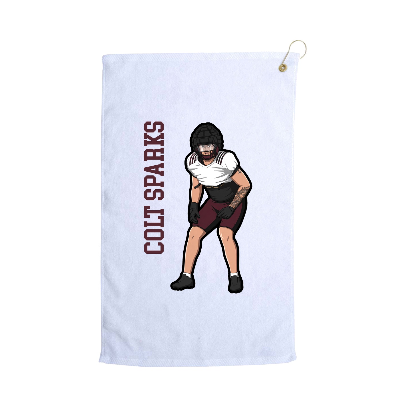 Golf Towel — Name Vertical in White