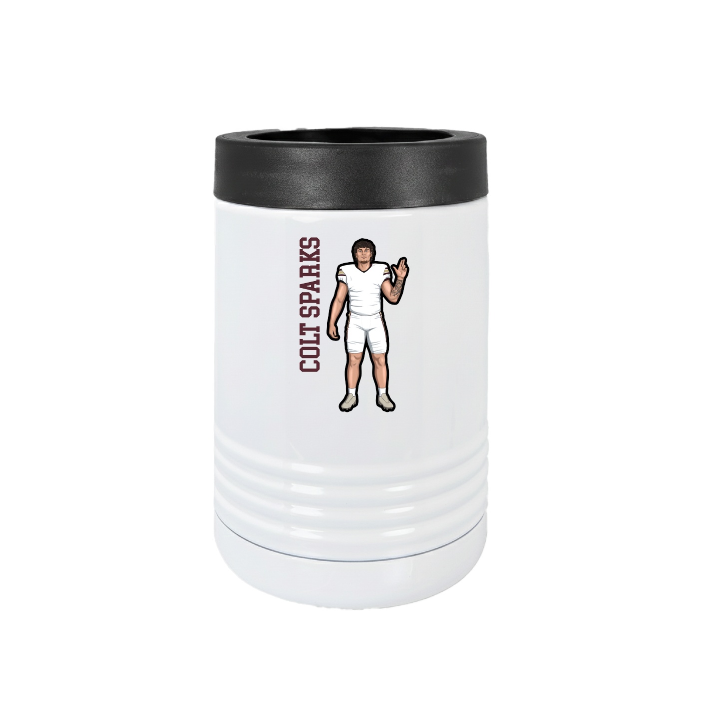 Beverage Holder — Name Vertical in White