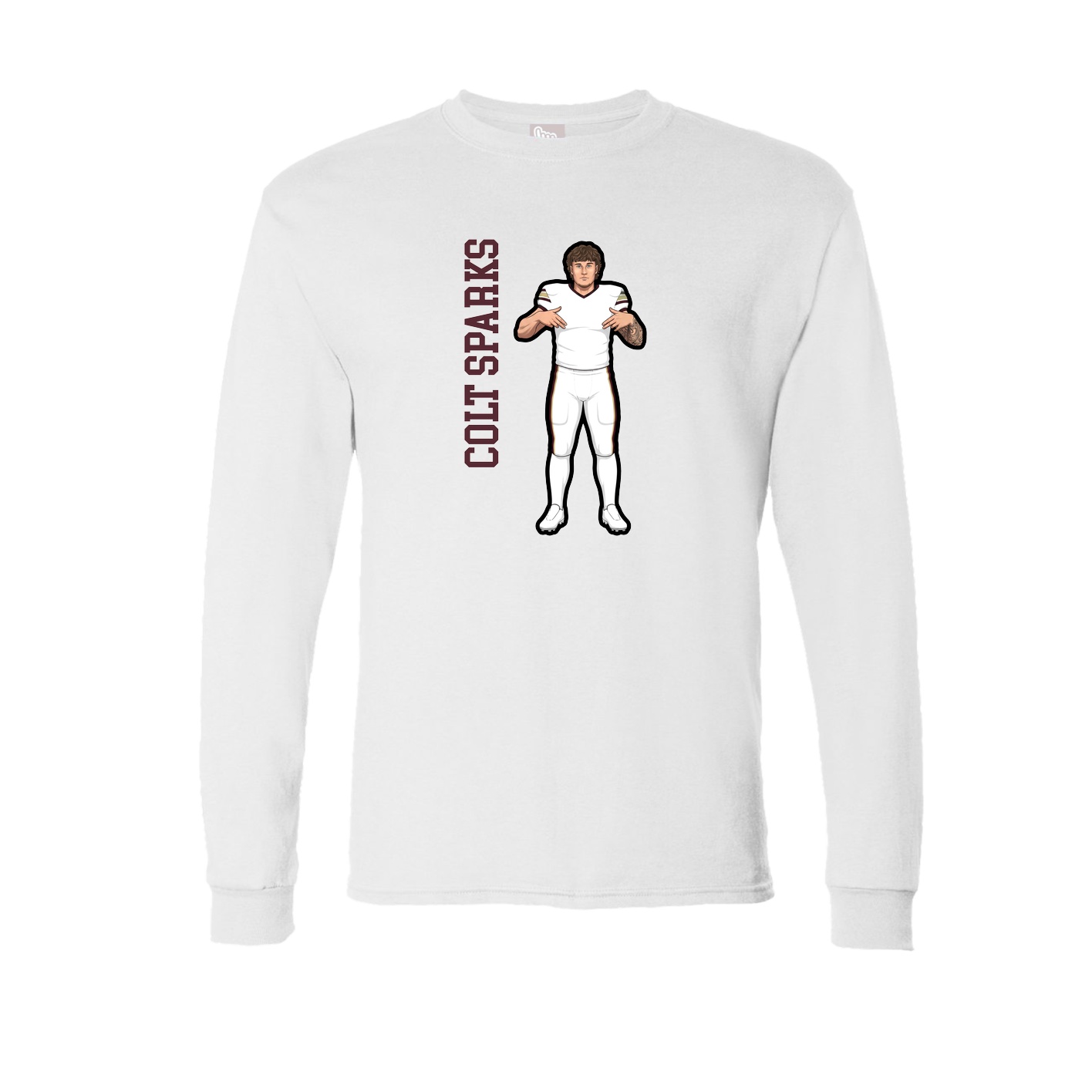 Long Sleeve Tee — Name Vertical in White
