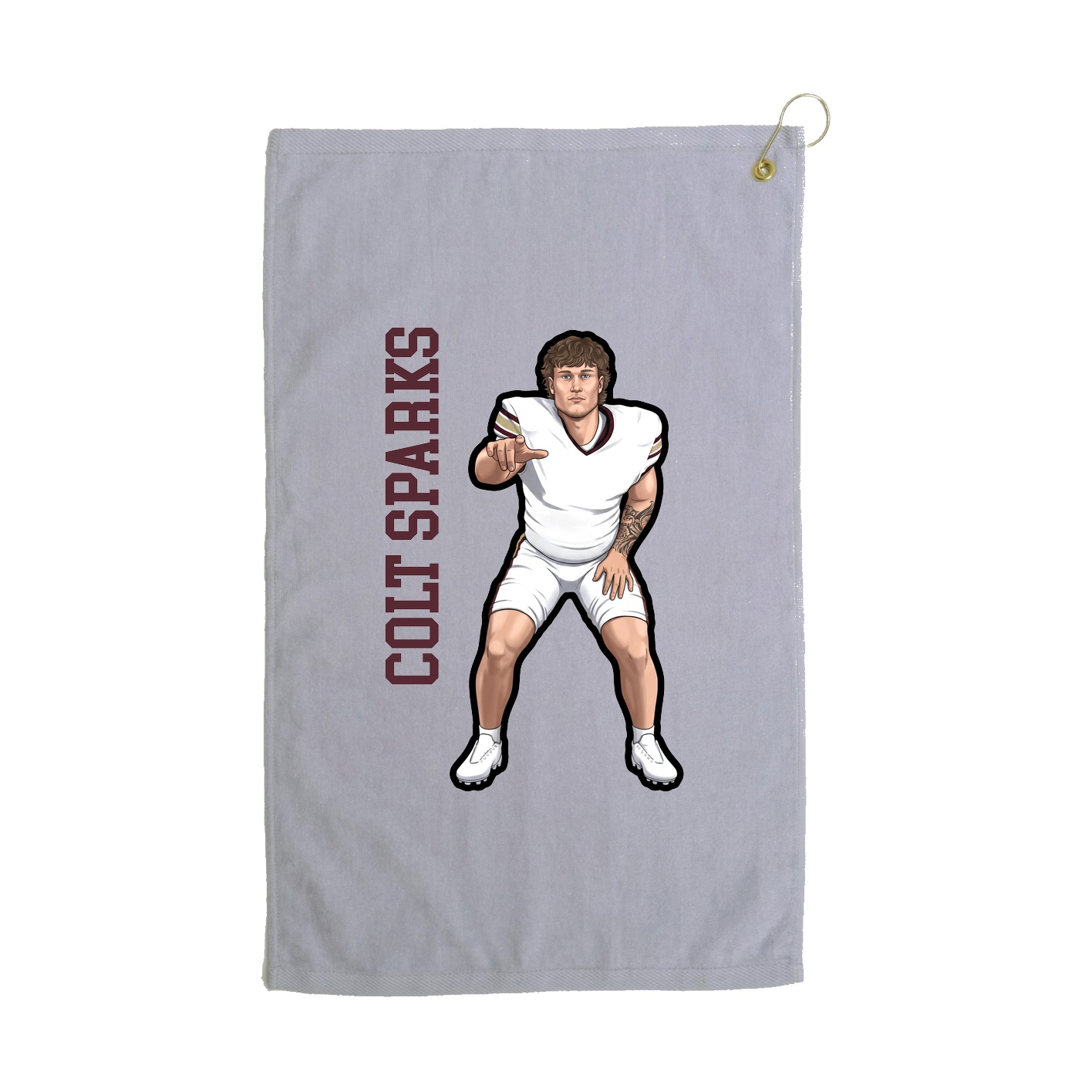 Golf Towel — Name Vertical in Grey