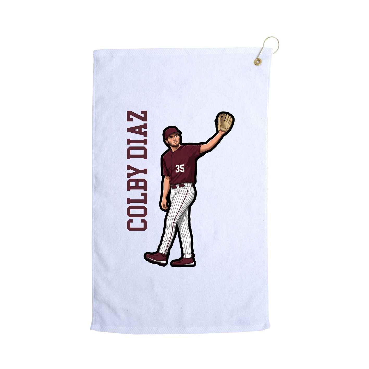Golf Towel — Name Vertical in White