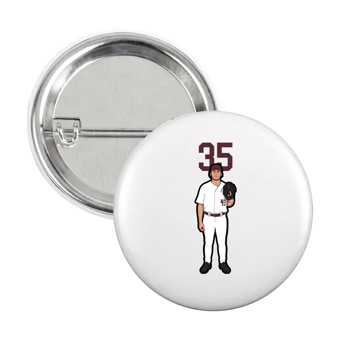 Game Day Button — Number Top in White