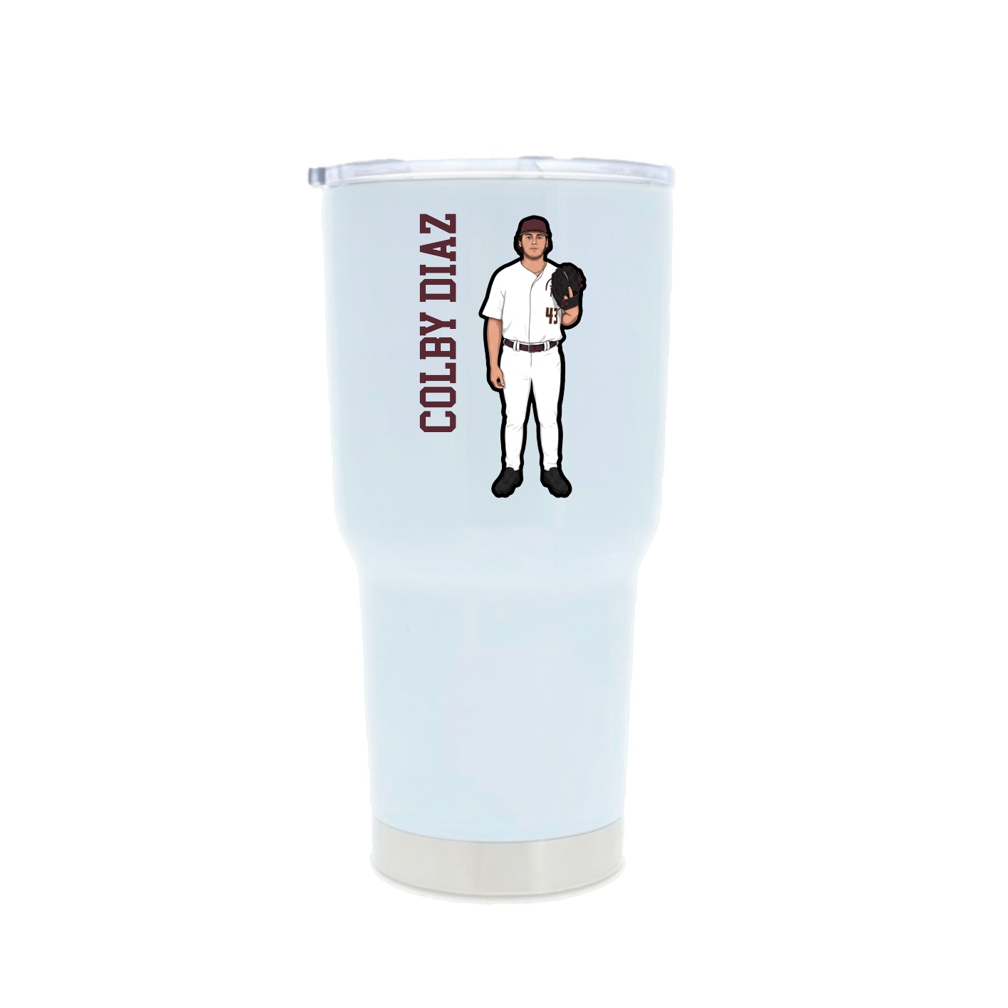 30oz Stainless Steel Tumbler — Name Vertical in White