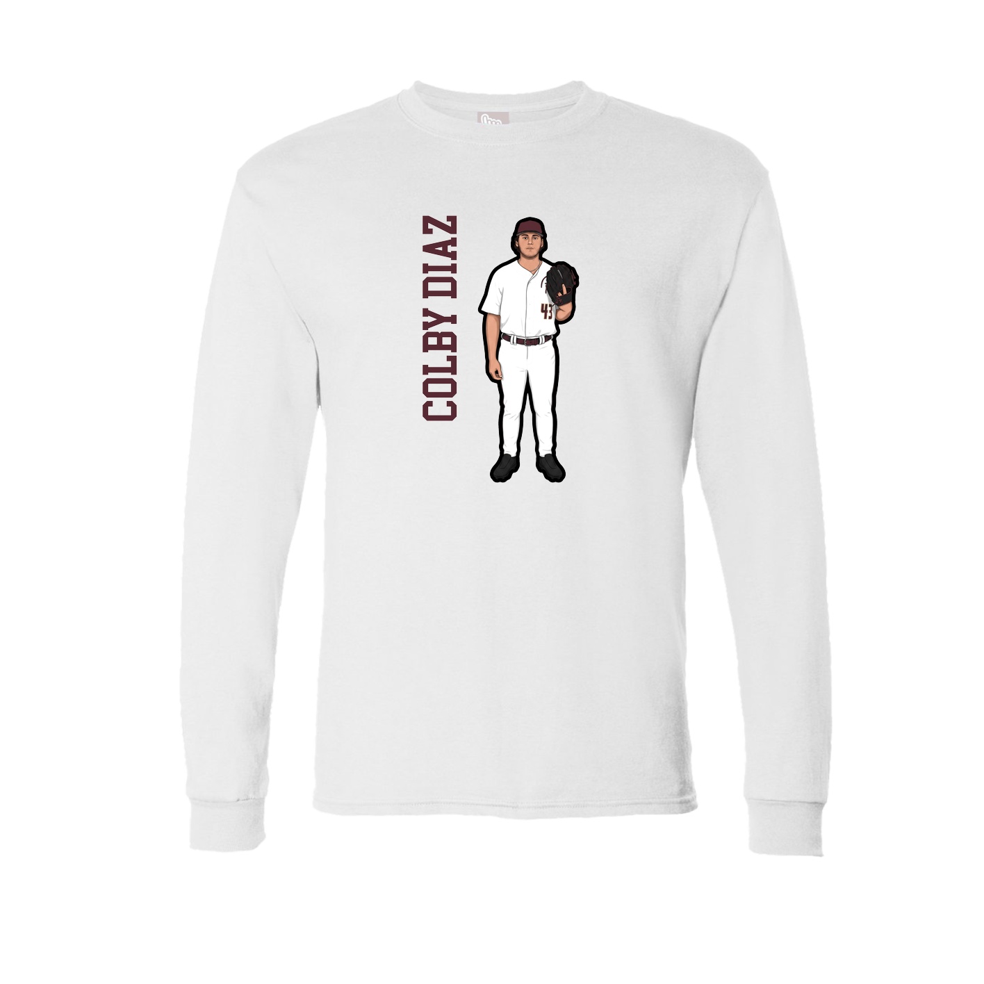 Long Sleeve Tee — Name Vertical in White