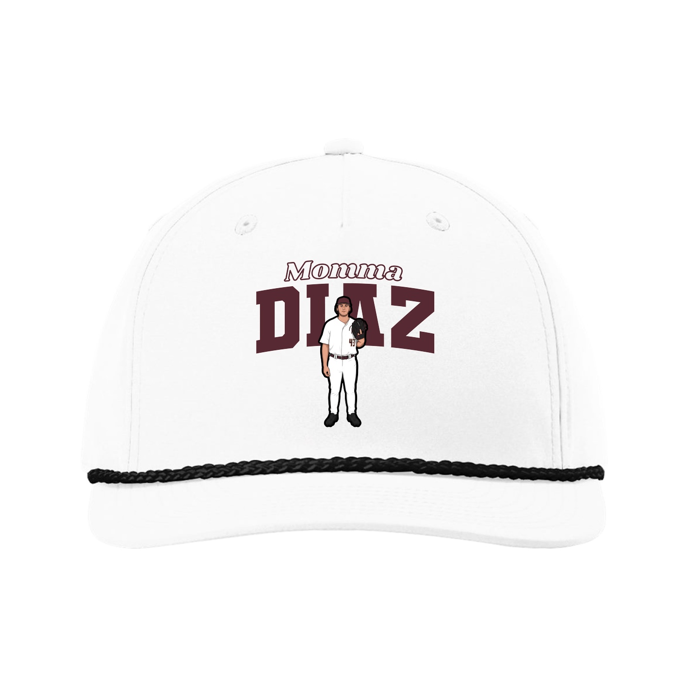 Five-Panel Classic Rope Cap — Mothers Day Block in White