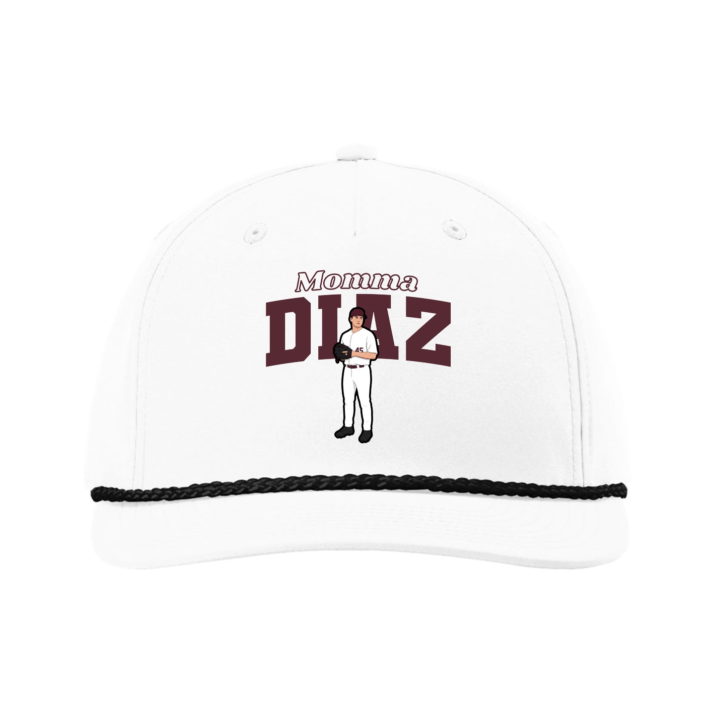 Five-Panel Classic Rope Cap — Mothers Day Block in White