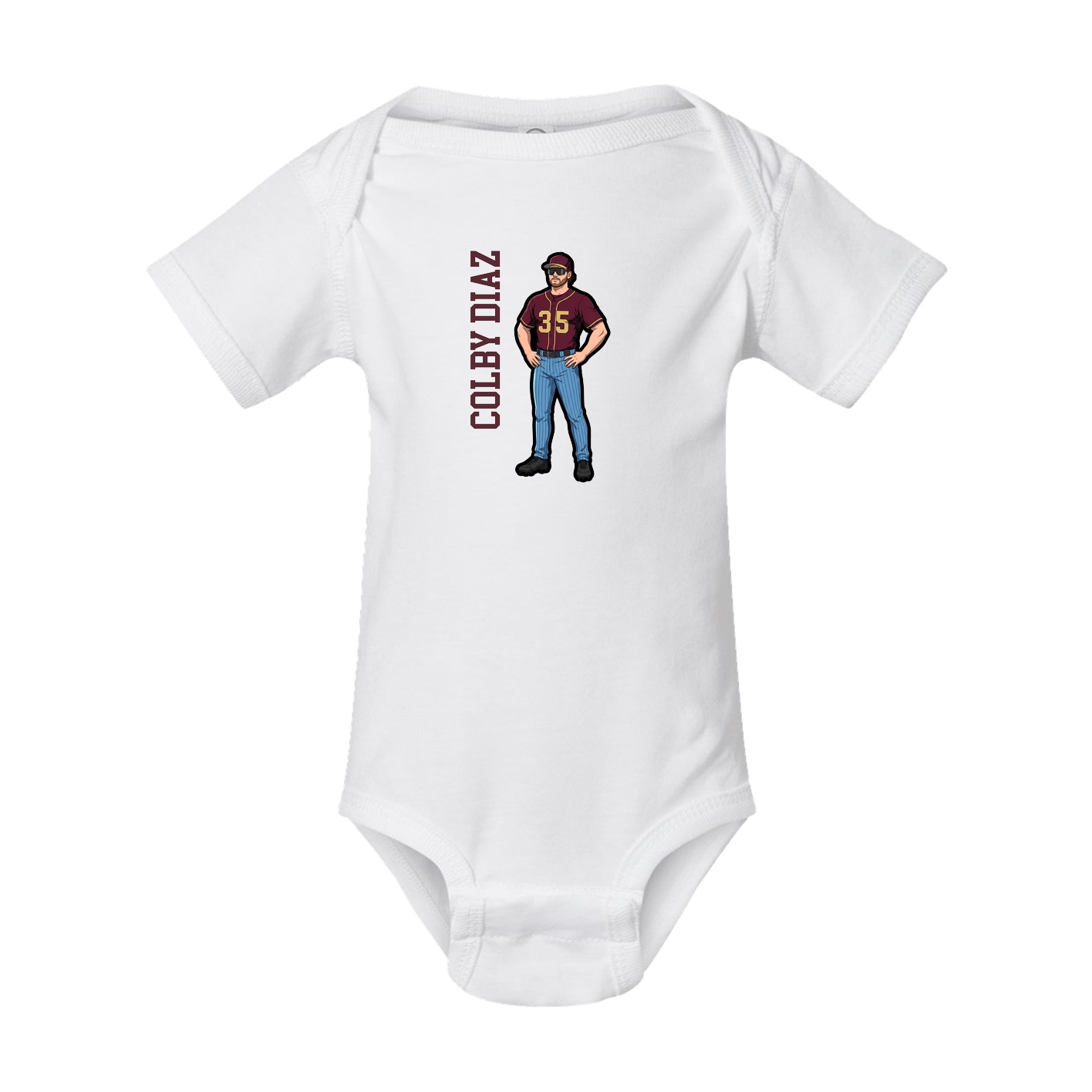 Baby Onesie — Name Vertical in White