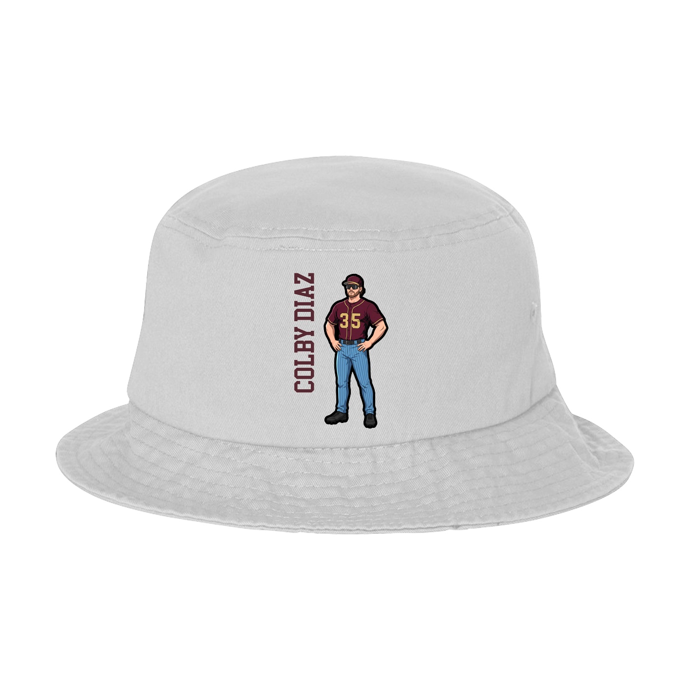 Bucket Cap — Name Vertical in White