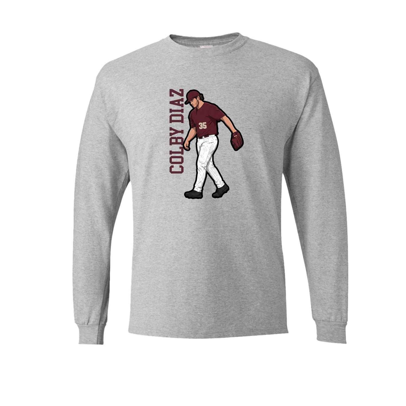 Long Sleeve Tee — Name Vertical in Grey