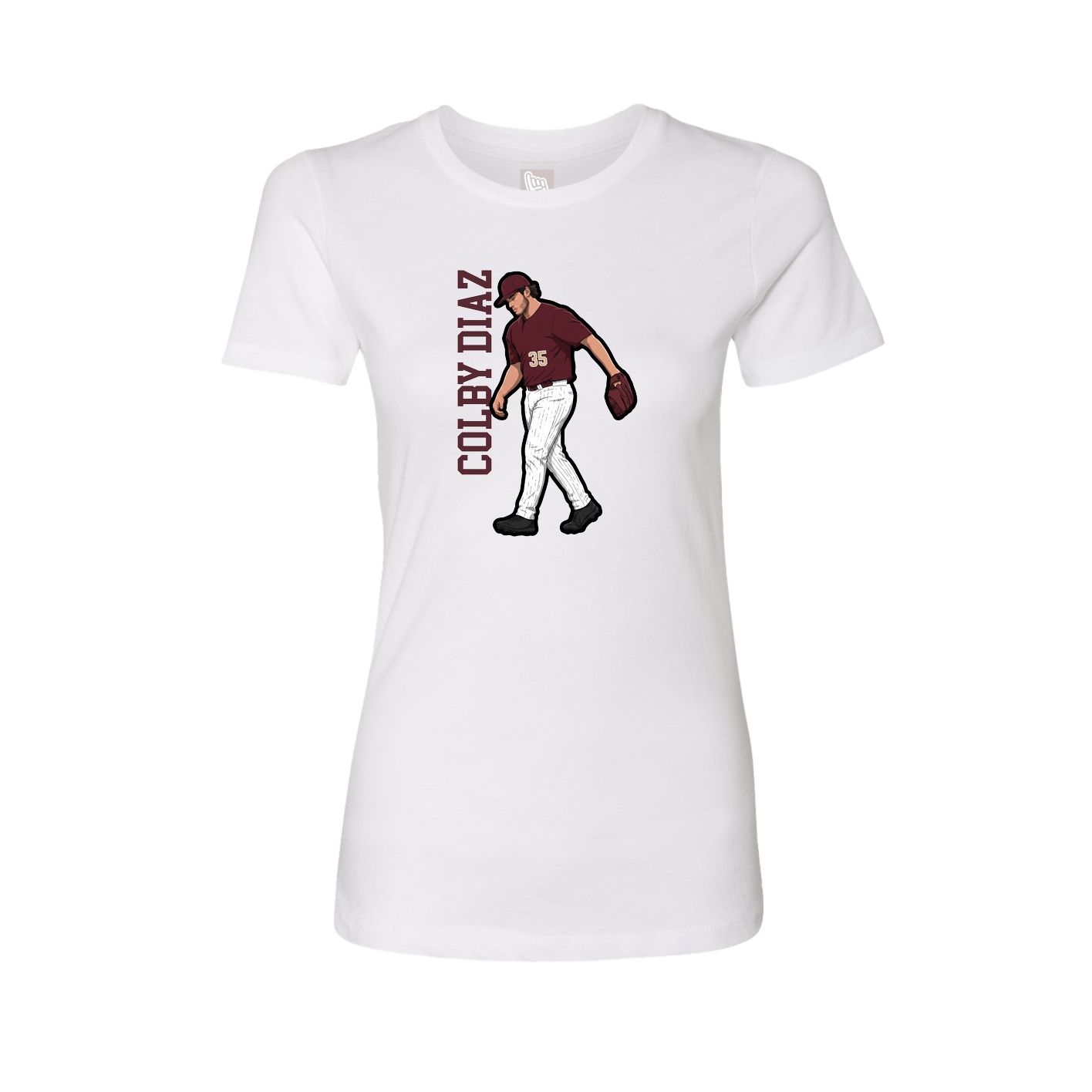 Womens Tee — Name Vertical in White