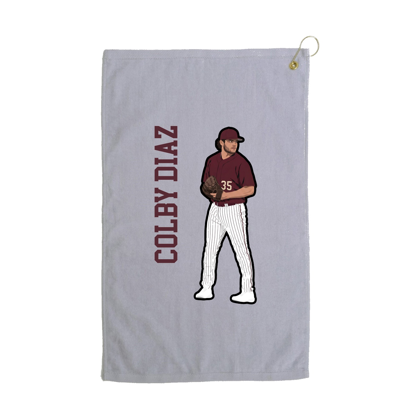 Golf Towel — Name Vertical in Grey