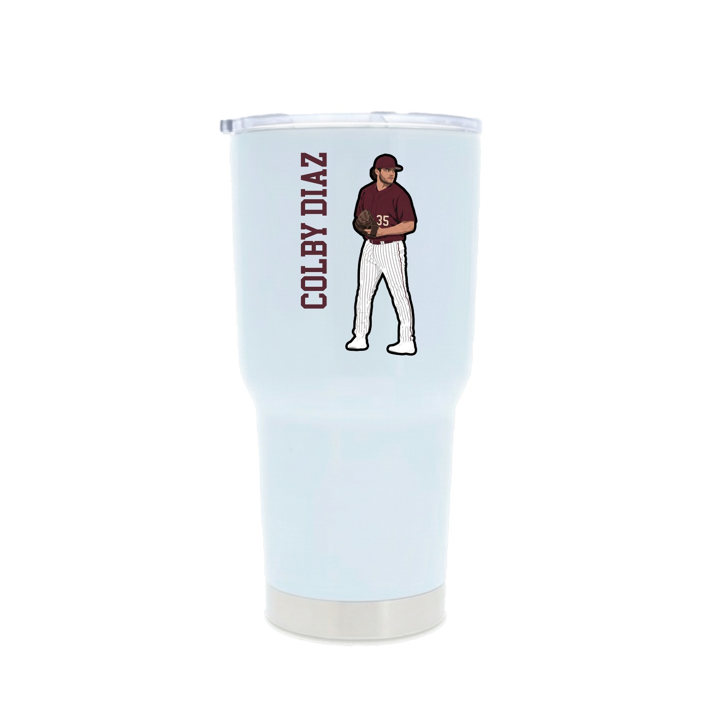 30oz Stainless Steel Tumbler — Name Vertical in White