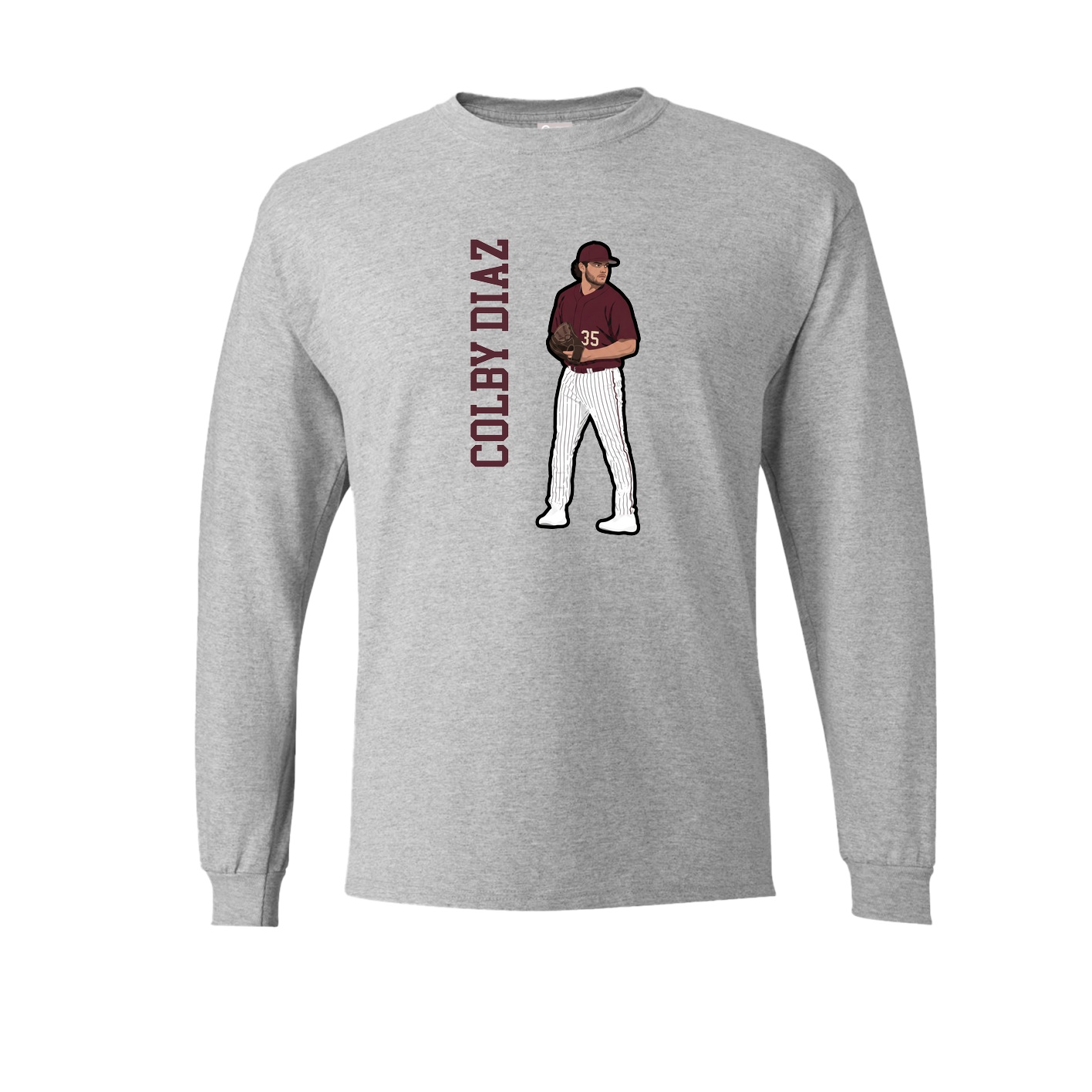 Long Sleeve Tee — Name Vertical in Grey