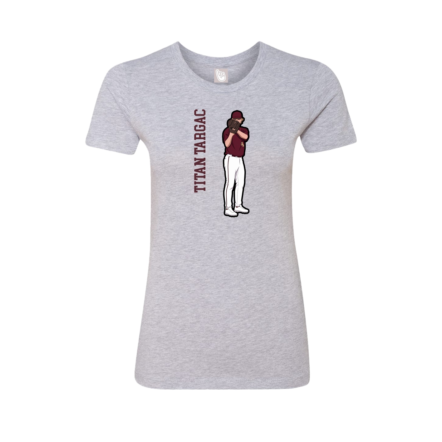 Fitted Women's Tee — Name Vertical in Grey