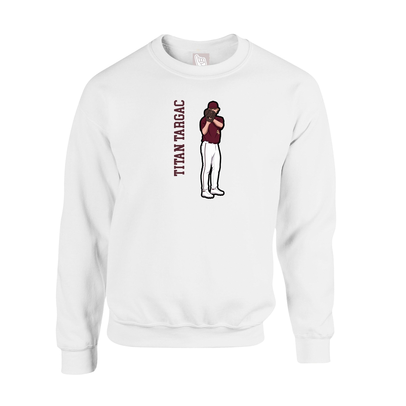 Fleece Crew — Name Vertical in White