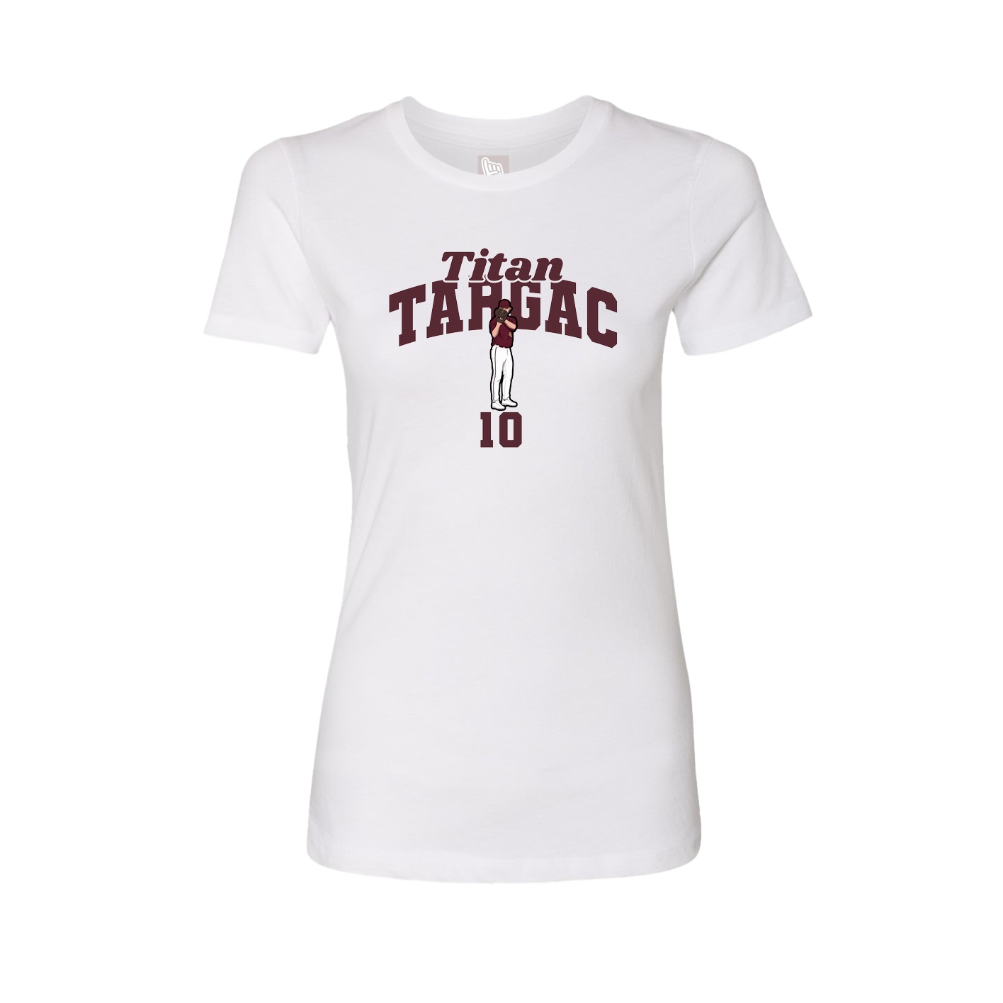 Fitted Women's Tee — Signature Arch in White
