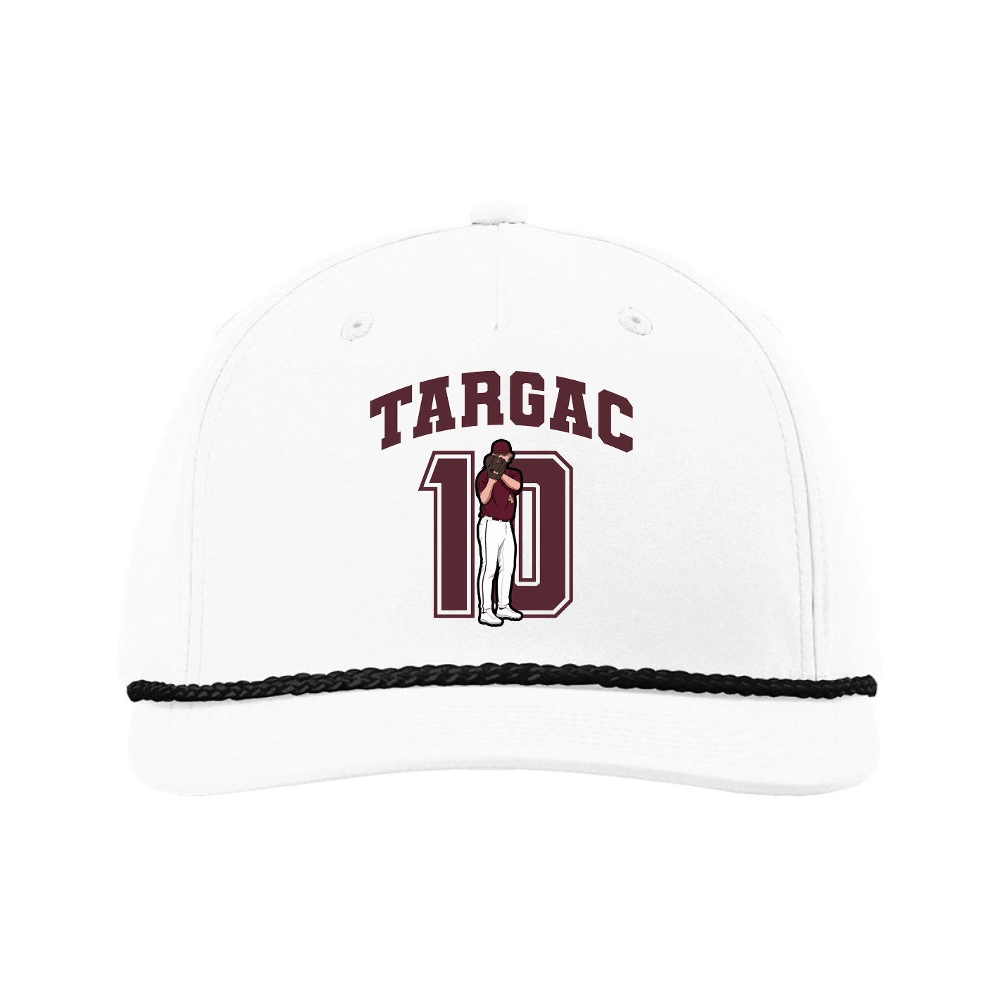 Five-Panel Classic Rope Cap — Number in White