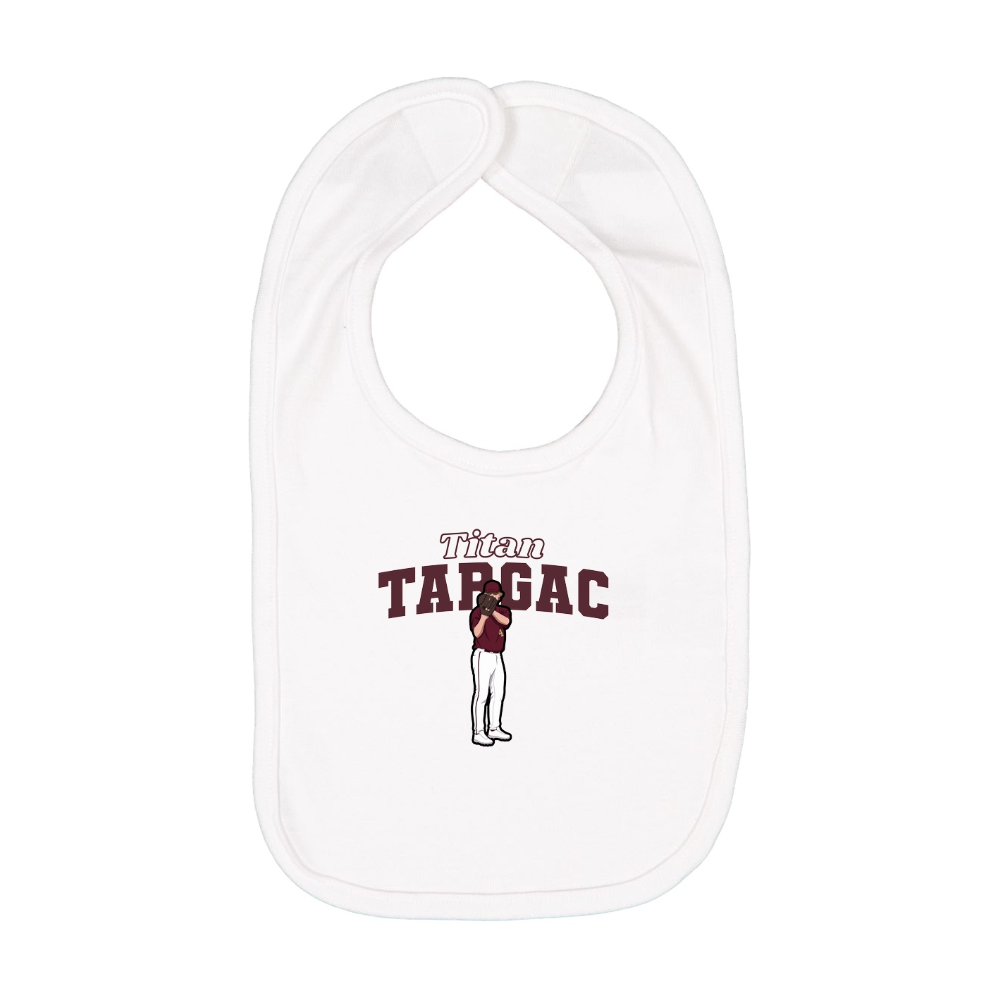 Infant Bib — Name Arch in White