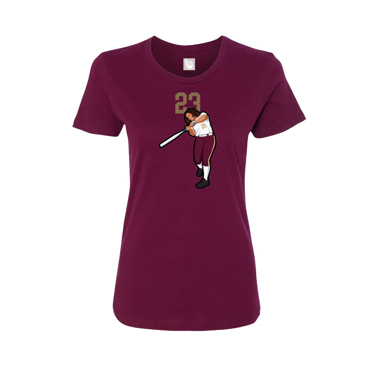 Fitted Women's Tee — Number Top in Maroon