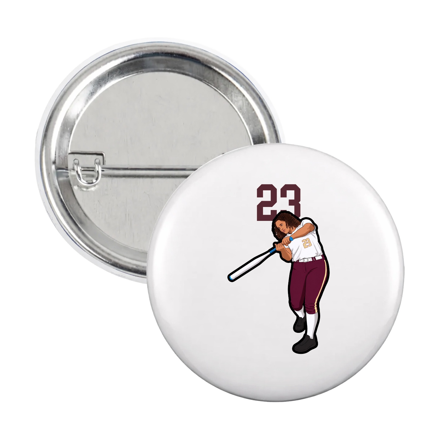 Game Day Button — Number Top in White