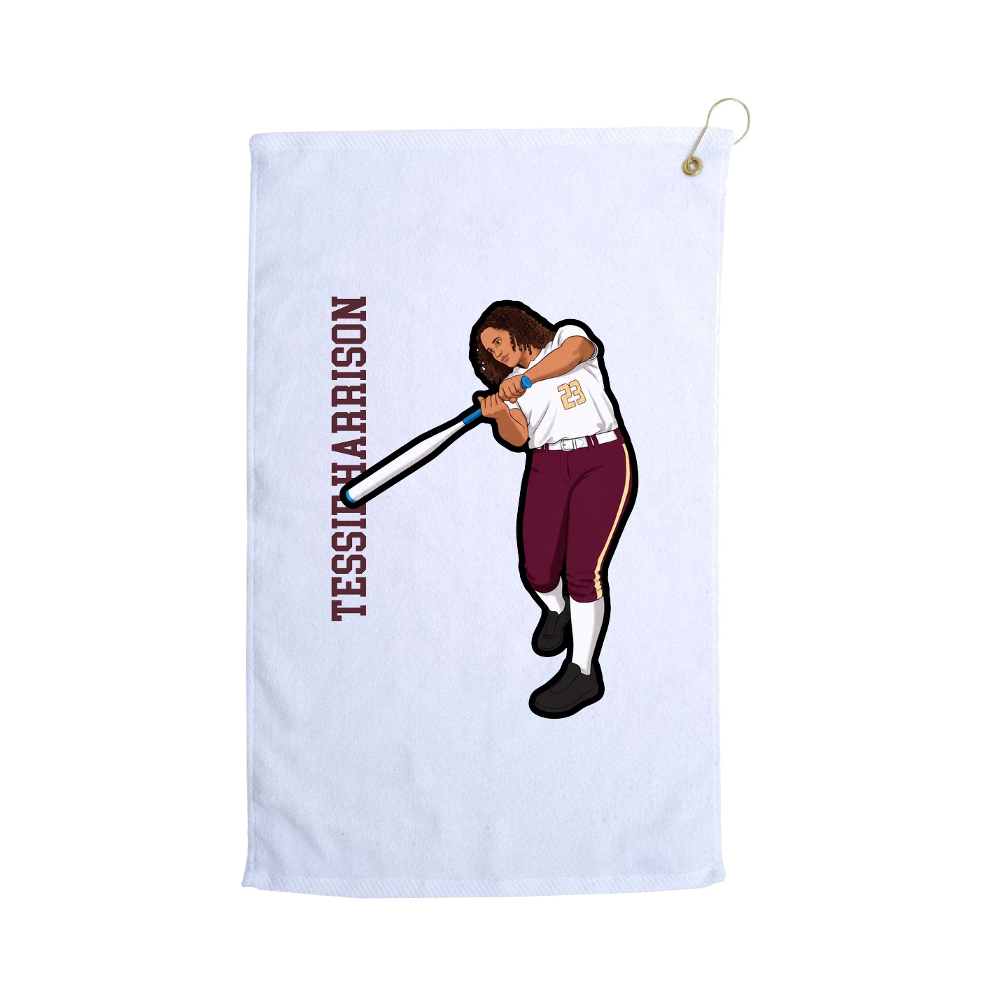 Golf Towel — Name Vertical in White