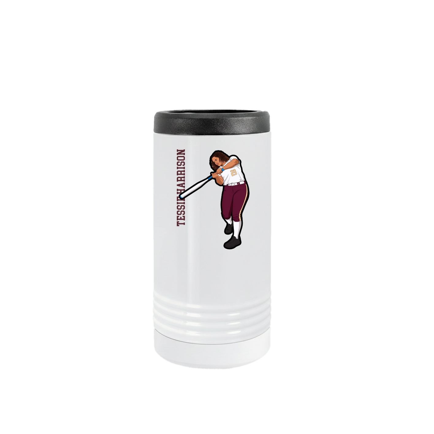 Slim Beverage Holder — Name Vertical in White
