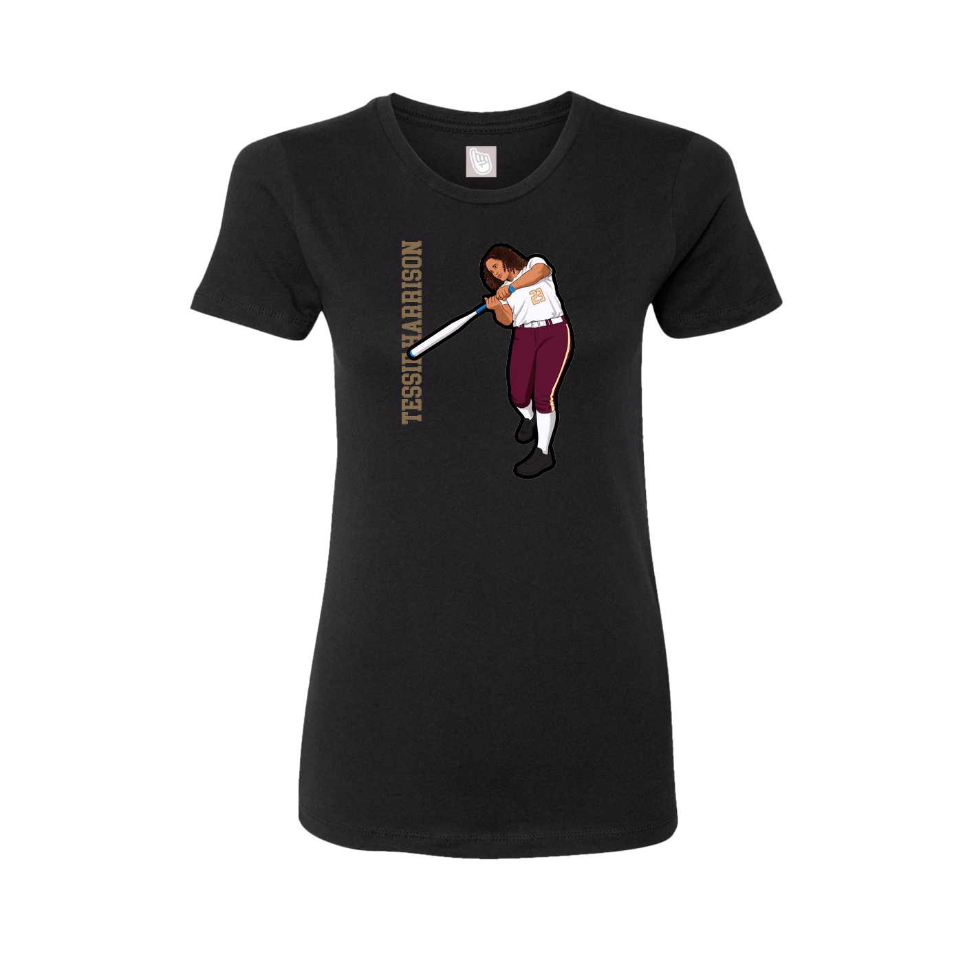 Fitted Women's Tee — Name Vertical in Black
