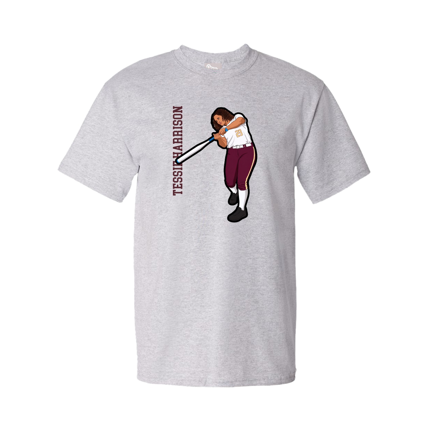 Youth Tee — Name Vertical in Grey