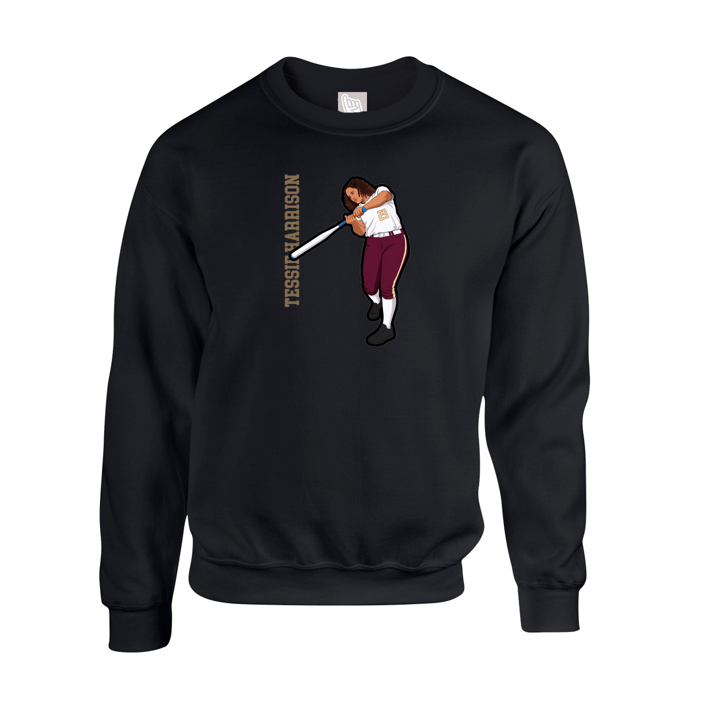 Fleece Crew — Name Vertical in Black