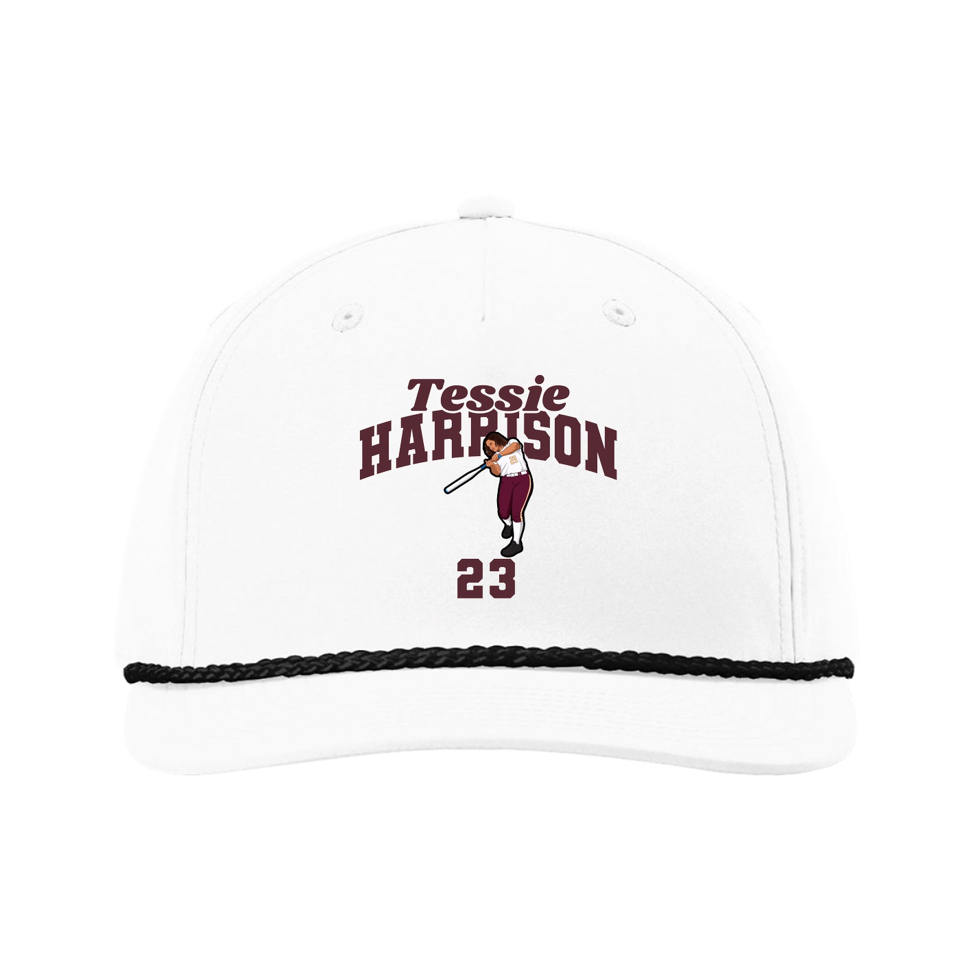 Five-Panel Classic Rope Cap — Signature Arch in White