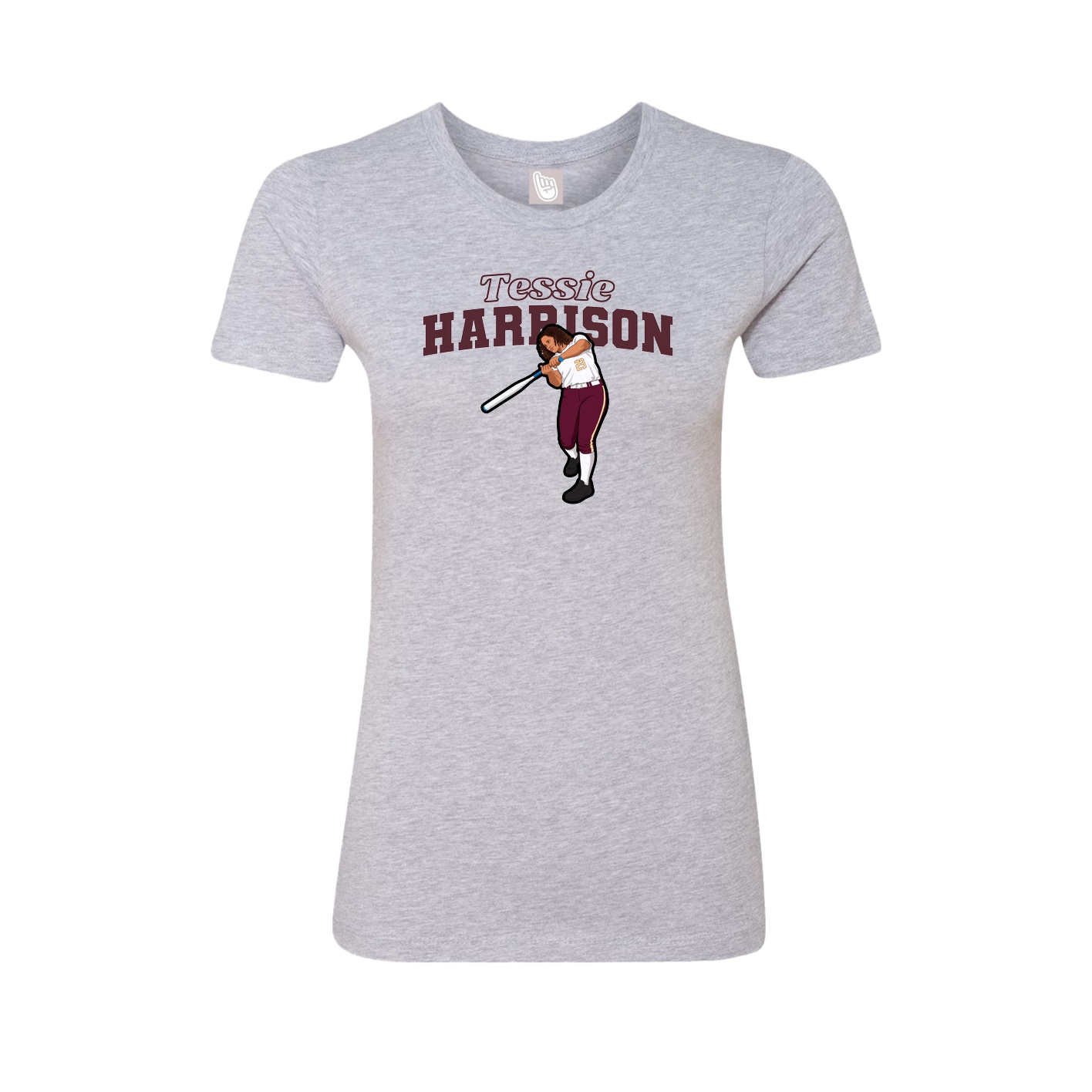 Fitted Women's Tee — Name Arch in Grey