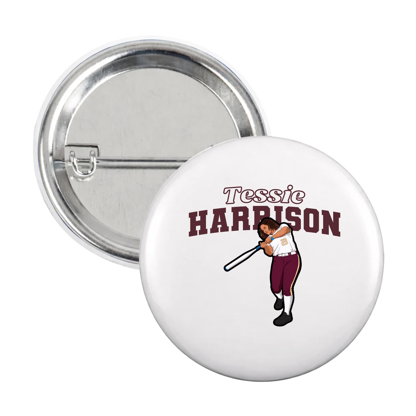 Game Day Button — Name Arch in White