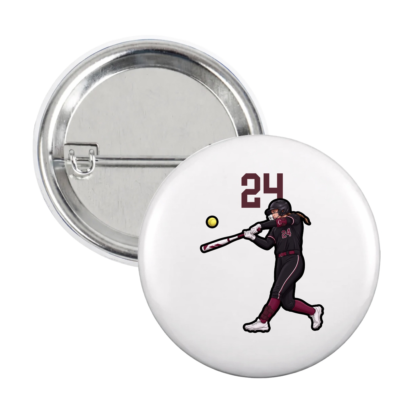 Game Day Button — Number Top in White