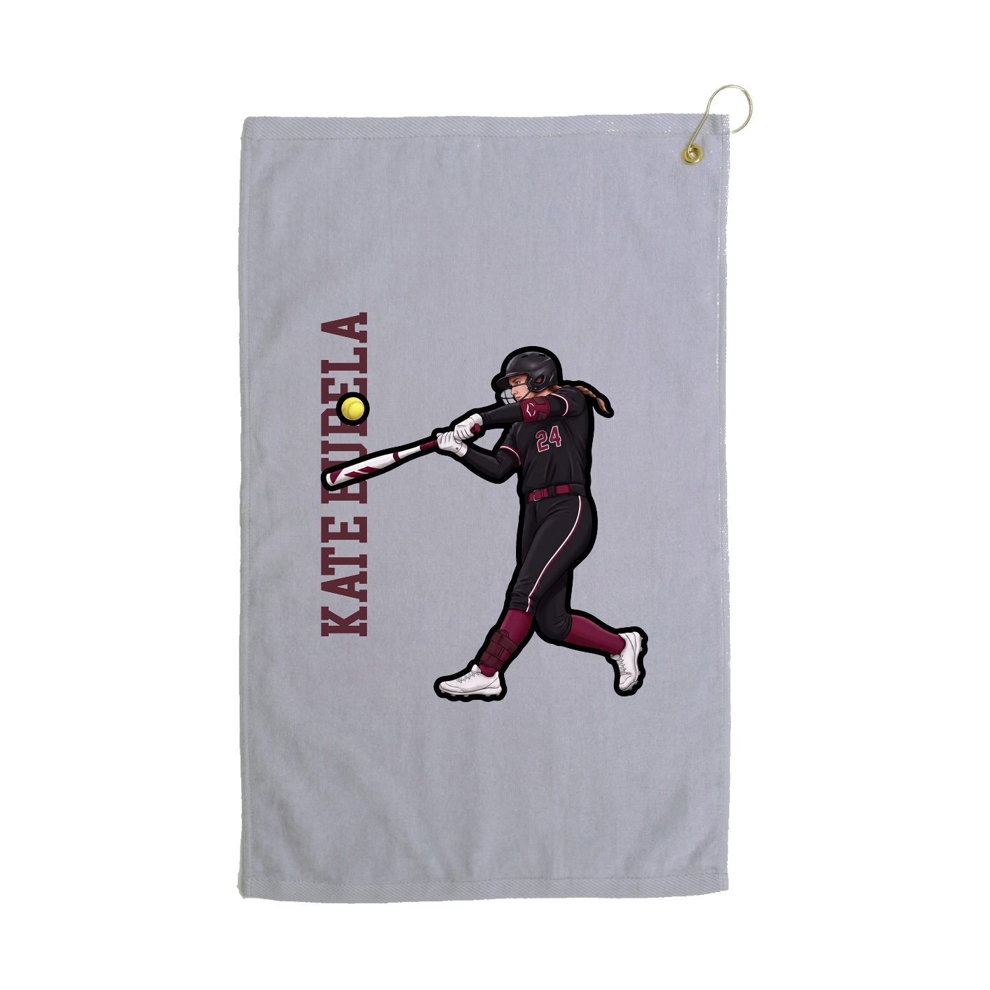 Golf Towel — Name Vertical in Grey