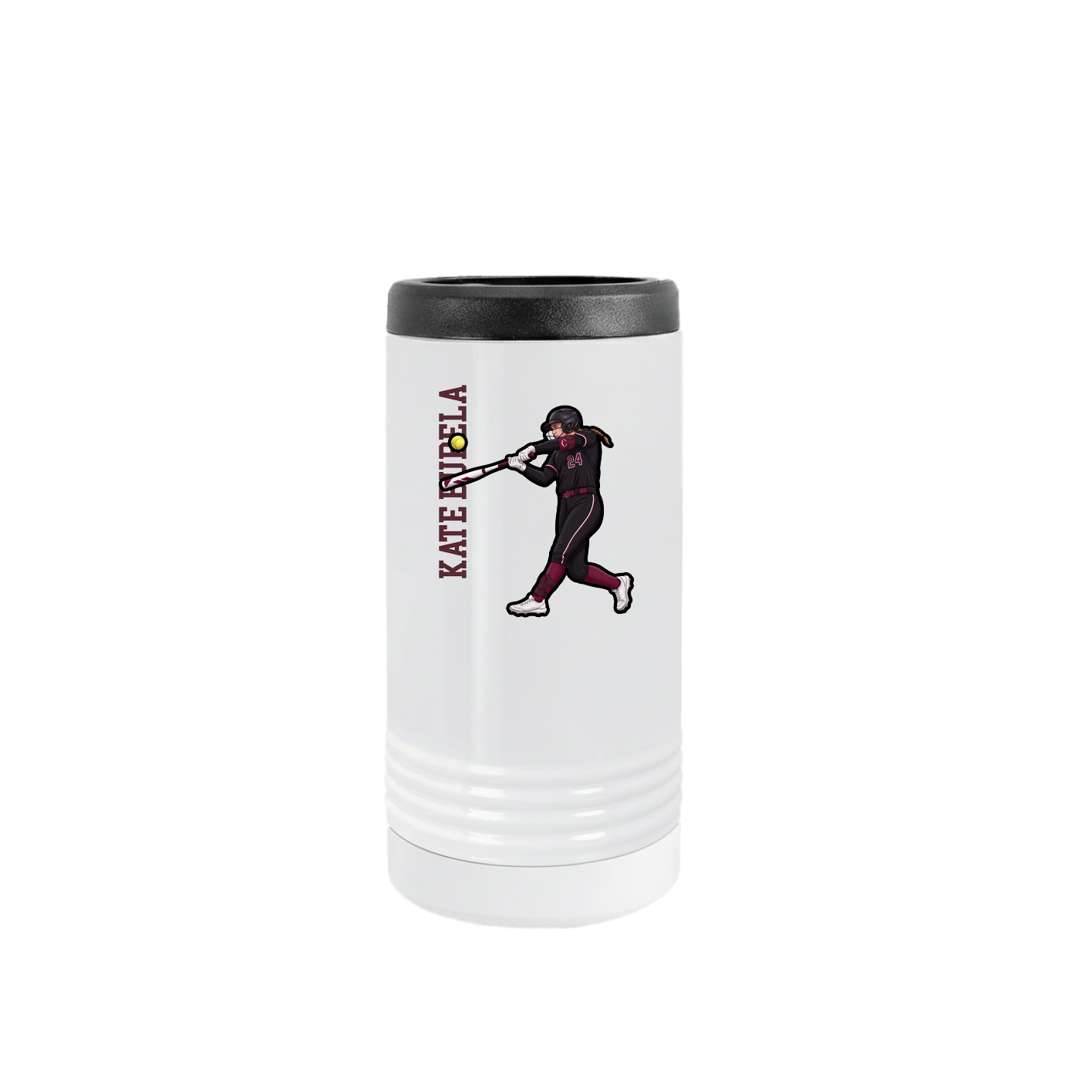 Slim Beverage Holder — Name Vertical in White