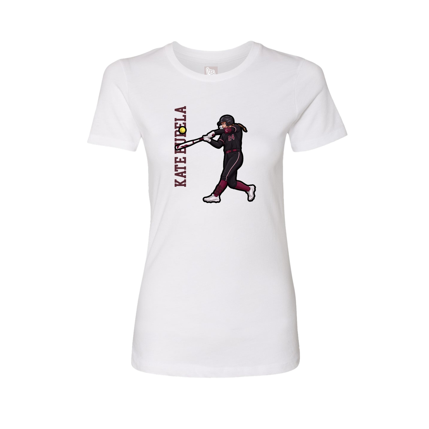 Fitted Women's Tee — Name Vertical in White