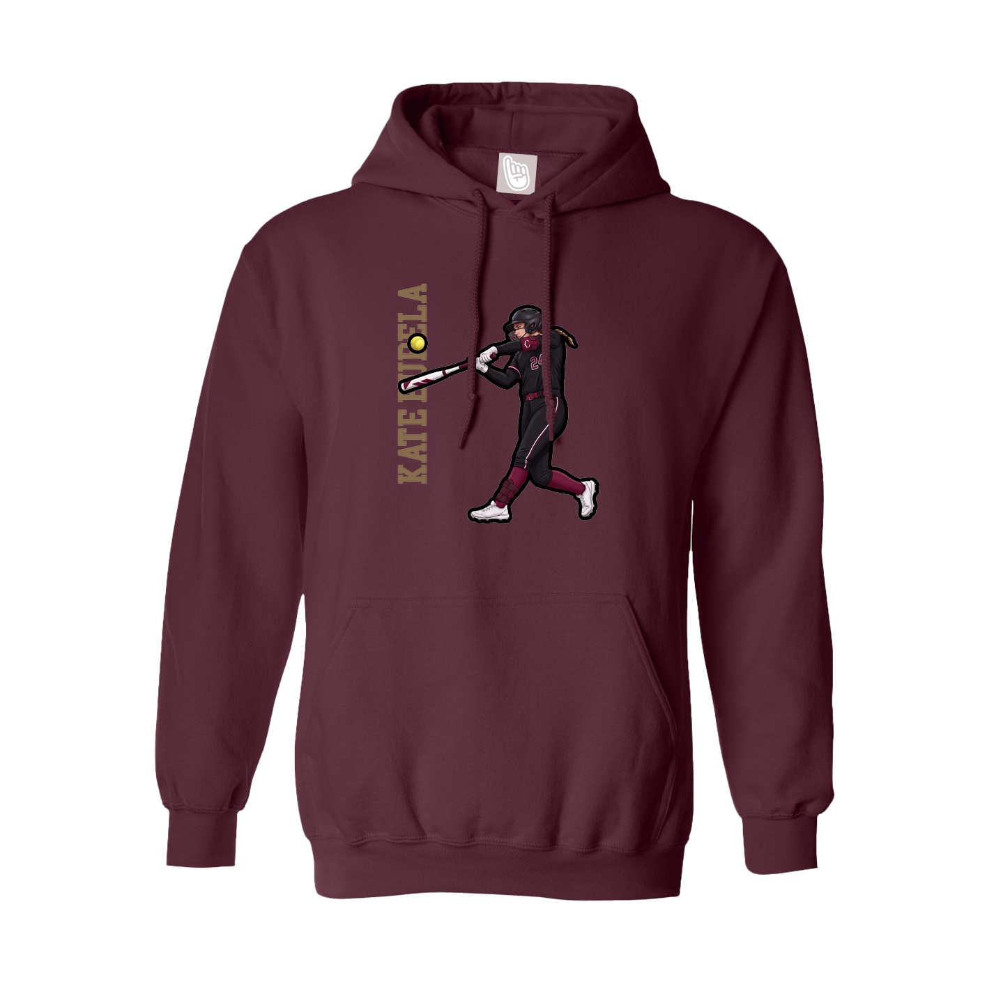 Youth Hoodie — Name Vertical in Maroon