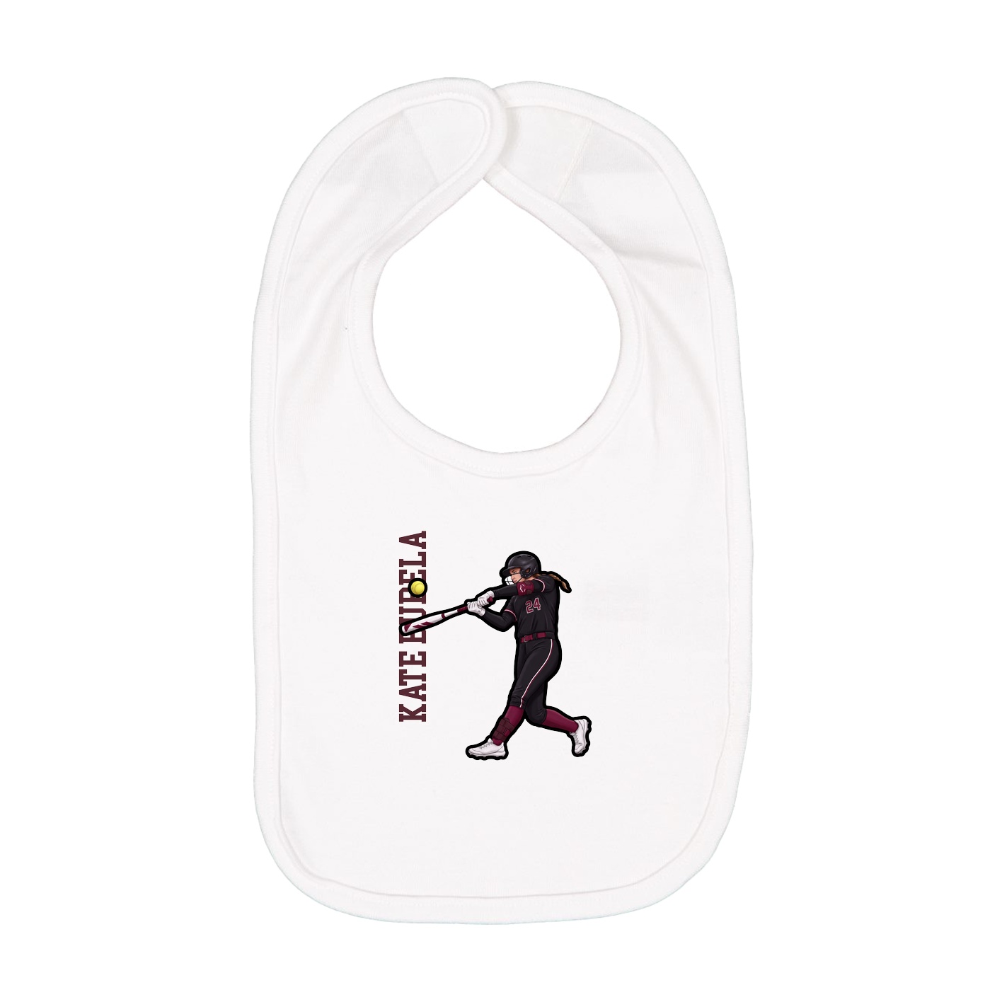Infant Bib — Name Vertical in White