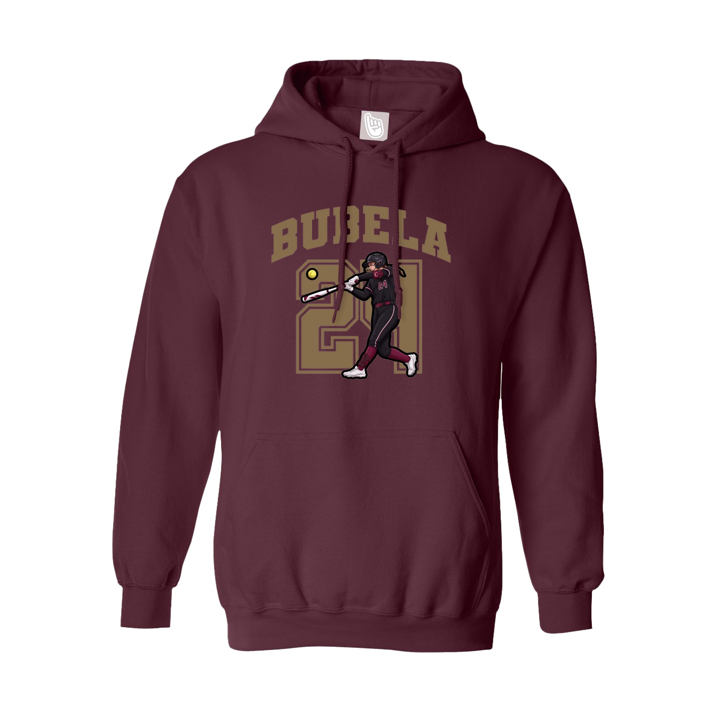 Youth Hoodie — Number in Maroon