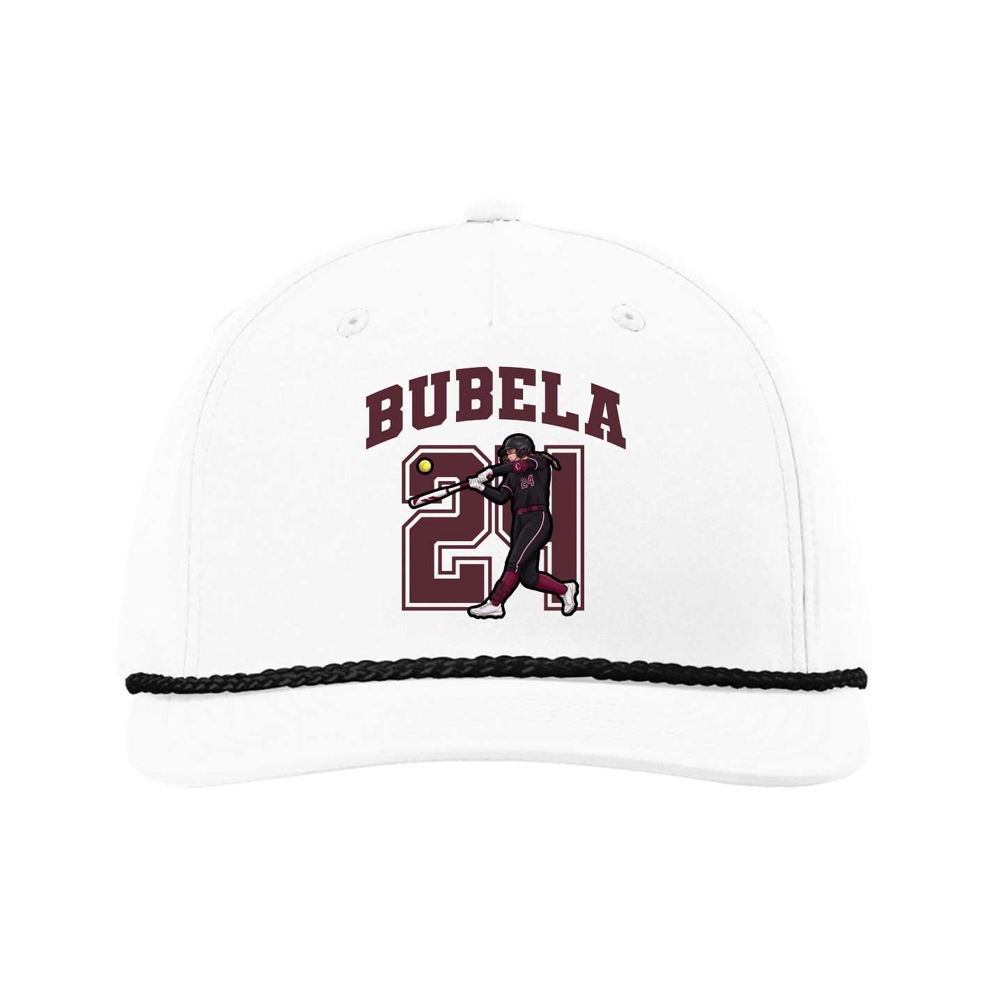 Five-Panel Classic Rope Cap — Number in White