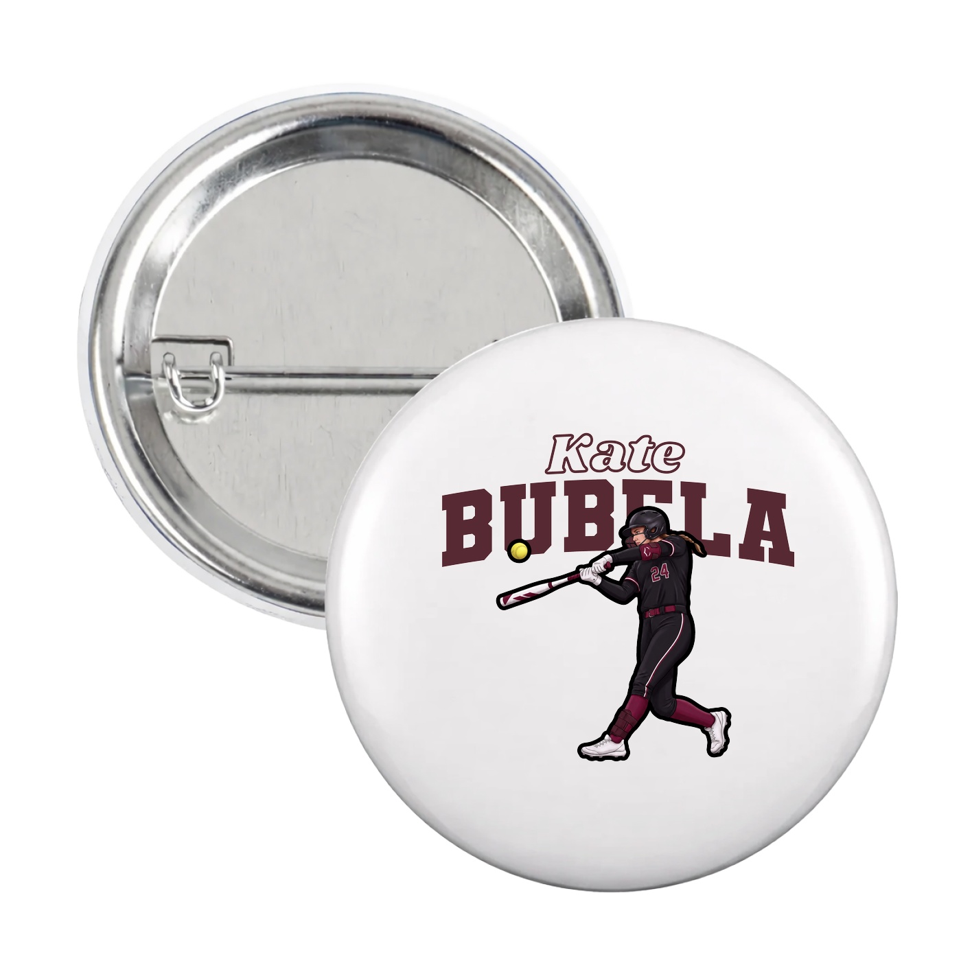 Game Day Button — Name Arch in White